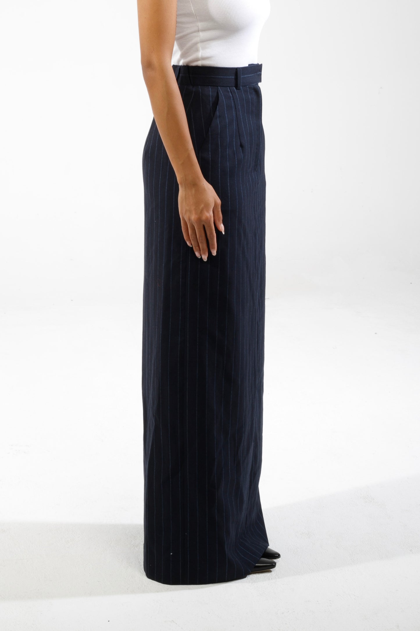 Navy maxi pinstripe skirt