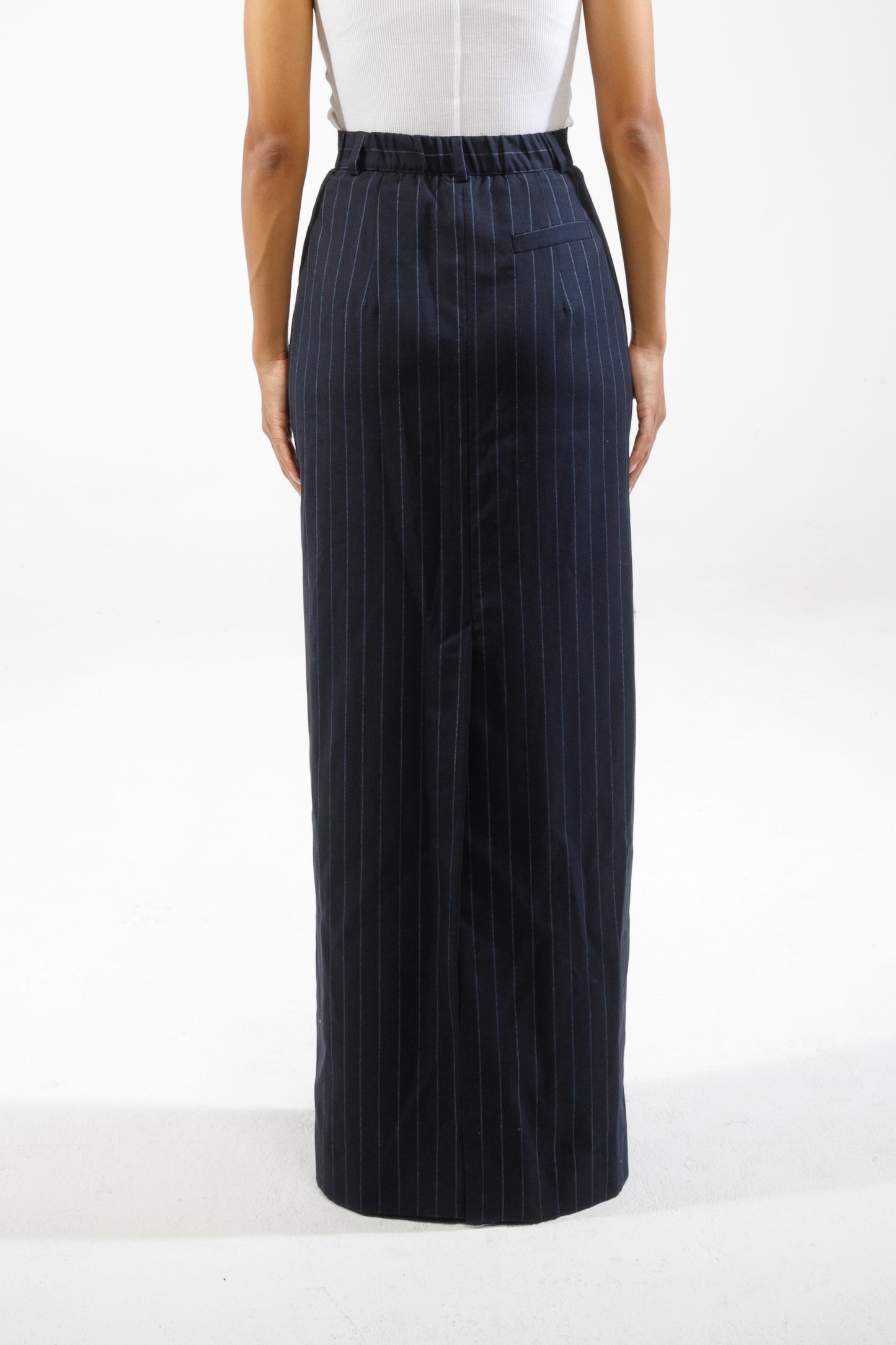 Navy maxi pinstripe skirt