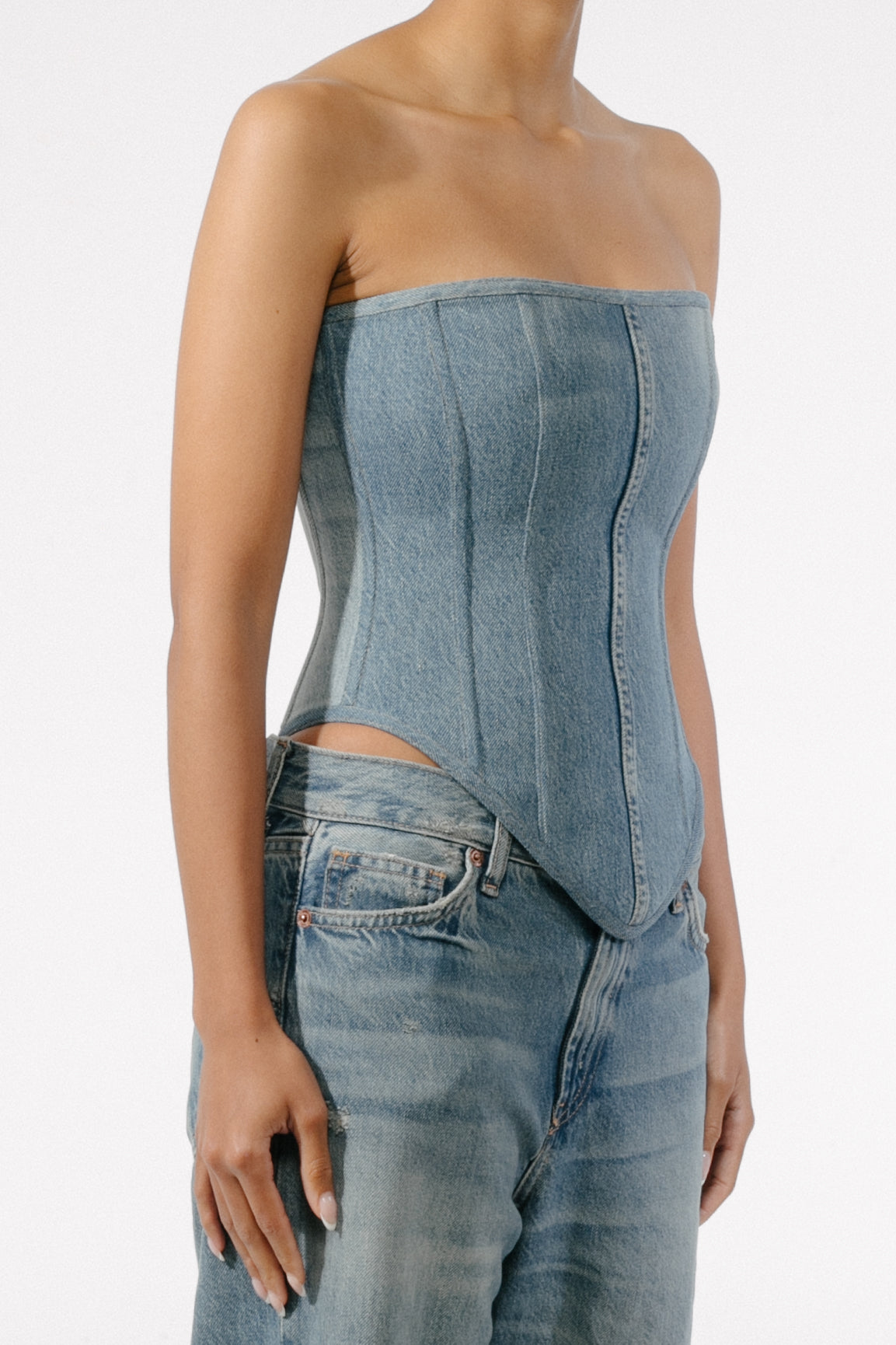 Denim corset